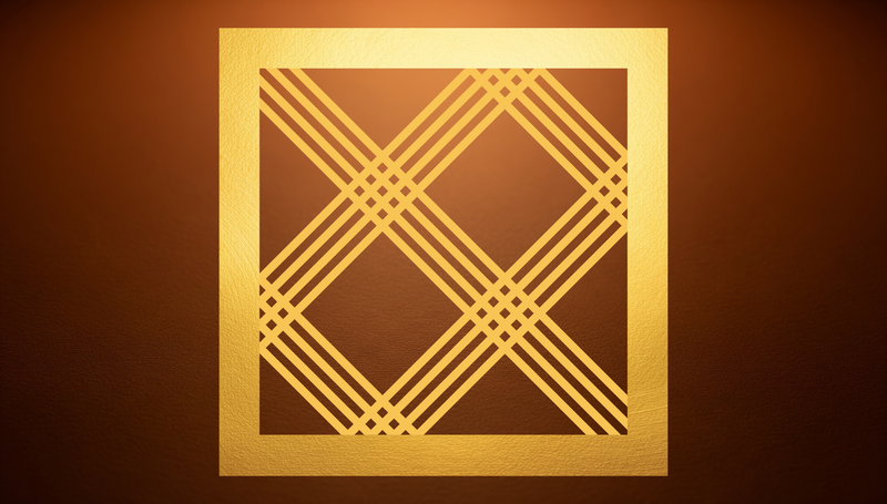 Nkyimu — the Adinkra symbol representing skillfulness and precision; the crossing cuts that are possible only when the person making them truly knows what they are doing