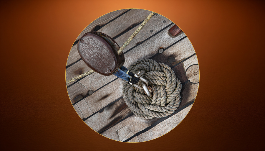 a length of rope tied in a complex but beautiful knot.